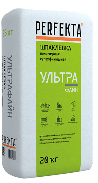 Шпаклевка полимерная суперфинишная Perfekta УЛЬТРАФАЙН белый 20 кг в Рузе по низкой цене