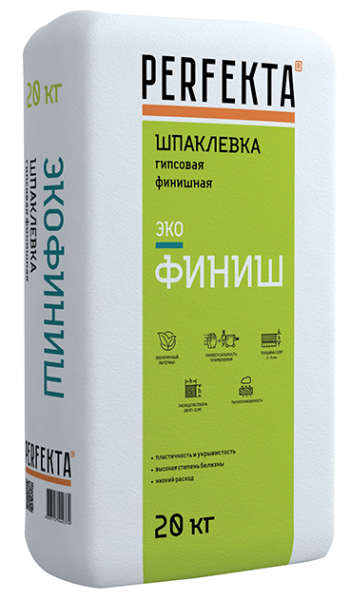 Шпаклевка гипсовая финишная Perfekta ЭКОФИНИШ белый 20 кг в Рузе по низкой цене