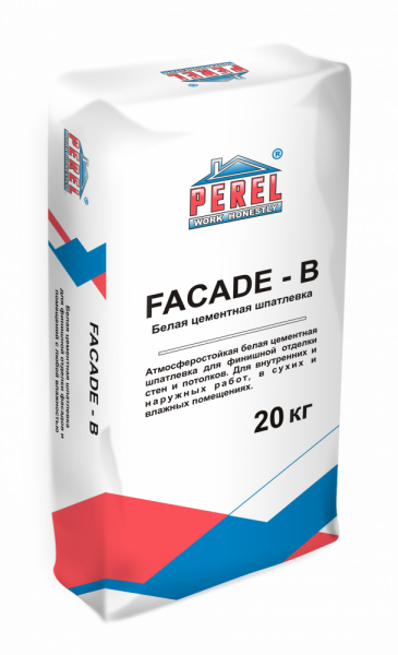 0652 Facade-b Белая Шпаклевка цементная PEREL, 20 кг в Рузе по низкой цене