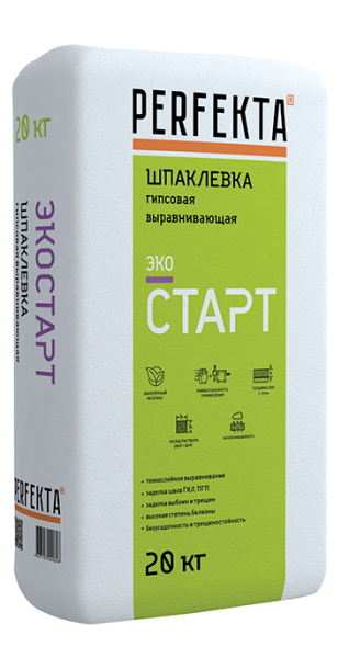 Шпаклевка гипсовая выравнивающая Perfekta ЭКОСТАРТ 20 кг в Рузе по низкой цене